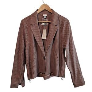 A New Day Adaptive Seated Fit Side Opening Blazer Women Size Large Brown Plaid